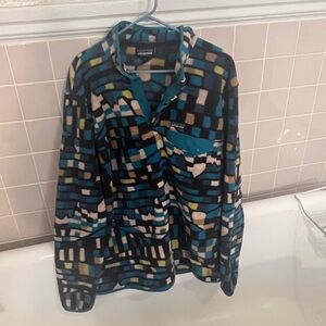Patagonia Synchilla Fleece in Blue, Black, and Tan